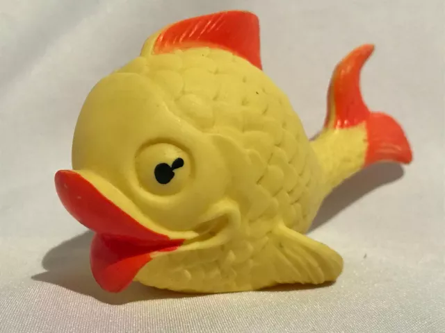 Jouet de bain DELACOSTE 1970 Poisson jaune vintage rétro VULLI made in France