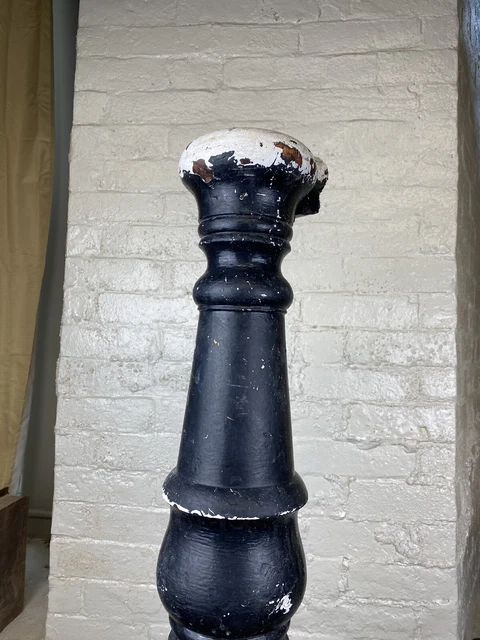 C.1900 Newel Post, Oak Architectural Staircase Element 38 1/2"H Base 6" x 5 5/8" 4
