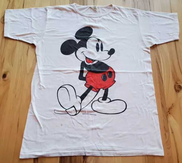 VTG 90S LVM Disney Mickey Mouse Double Sided Single Stitch White T ...