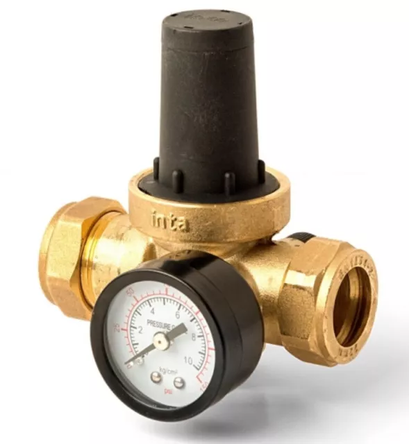 Water Pressure Reduction Valve with 15MM & 22MM Gauge Regulator Fixing PRVG22