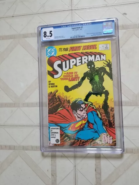 Superman #1 CGC 8.5 (Jan 1987, DC) John Byrne  & Terry Austin, Origin Metallo