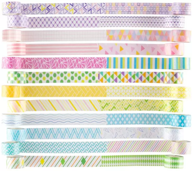 YUBBAEX 24 Rolls Basic Pattern Mini Washi Tape Set Decorative  Masking Tapes 2