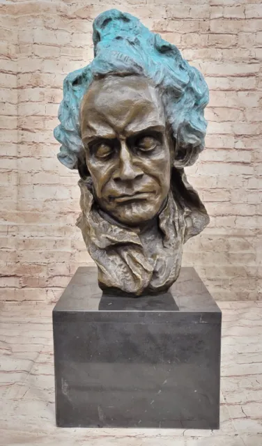 Véritable Solide Bronze Beethoven Buste Sculpture Musique Lover Statue Figurine
