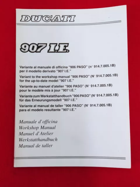 Manuale D'officina Variante Ducati 907 I.e 1990 Originale Multilingua Service 90