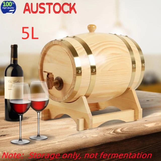 1.5L Small Oak Wood Barrel For Aging & Storing Whiskey, Wine, Rum - Decorative With Stand & Tap