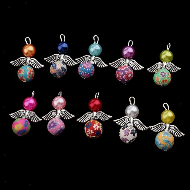 10 Stück Mixed Angel Charms Perle Acryl Perle Anhänger DIY Schmuck Fundstücke 2