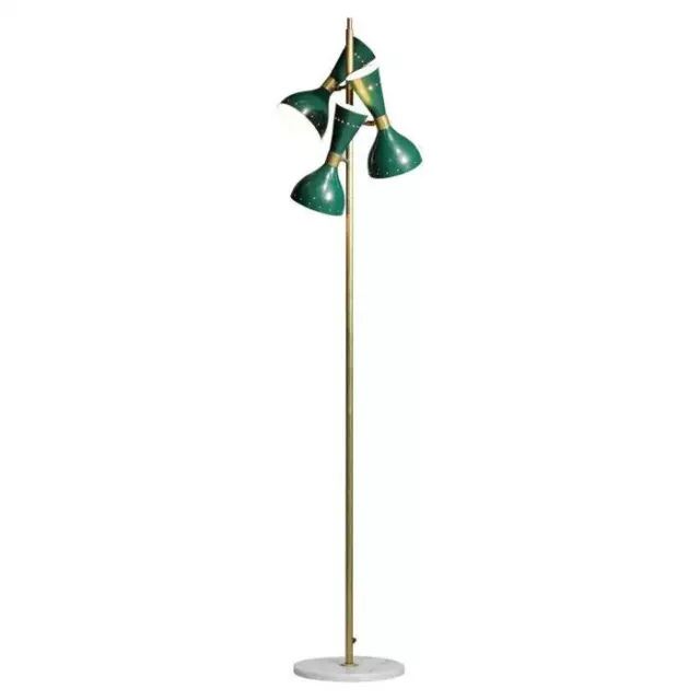 Italian Modern Brass Floor Lamp 3 White Stilnovo Vintage Design Spots Gira ML135