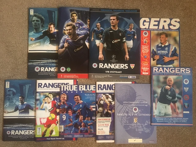 GLASGOW RANGERS EUROPEAN PROGRAMMES BUNDLE X 10 PLUS 9 Tickets