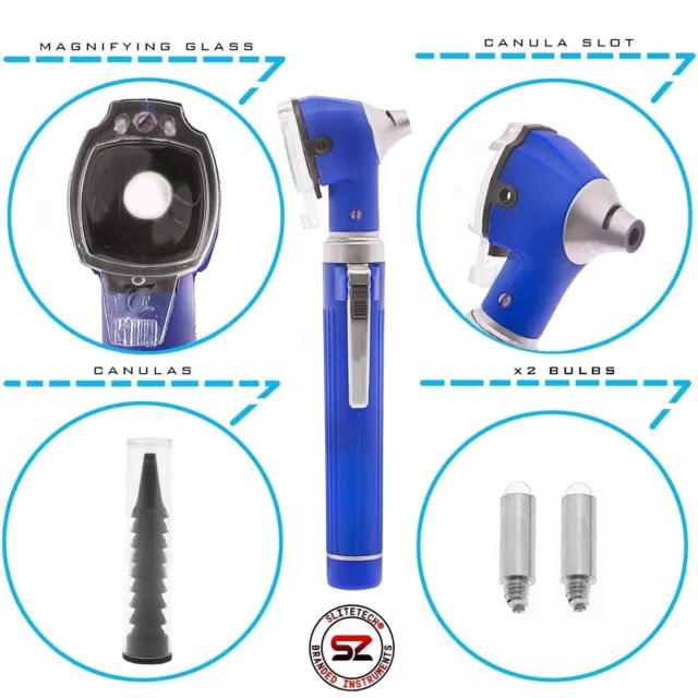 Otoskop Kit Ear Scope Otoskop mit LED Licht Speculum Tips Größe HNO Blau