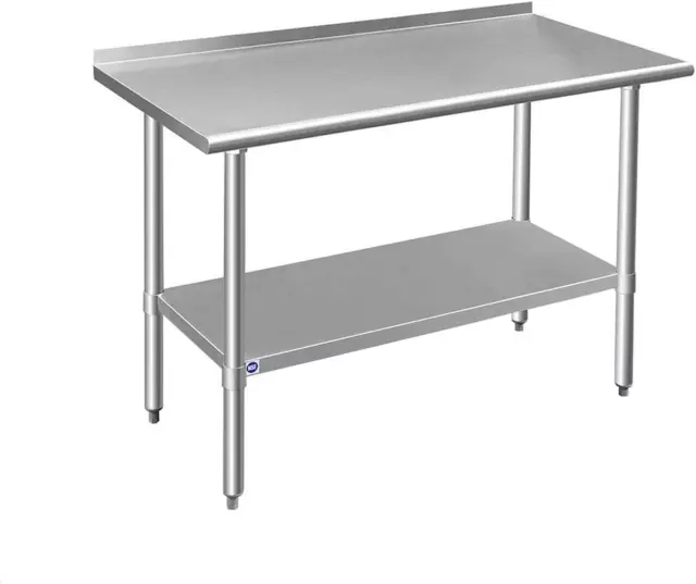 Stainless Steel Table for Prep & Work with Backsplash 48X24 Inches, N