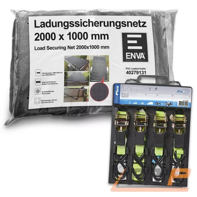 4x SPANNGURT ZURRGURT 5 METER + LADUNGSSICHERUNGSNETZ 2000x1000