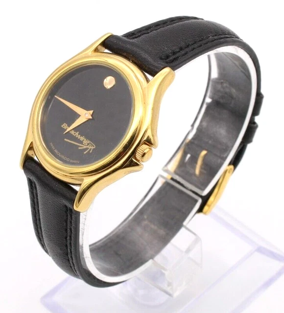 Bellissimo Orologio Da Polso Classico Vintage Nero E Oro Tono Movado Museo Wb51-6