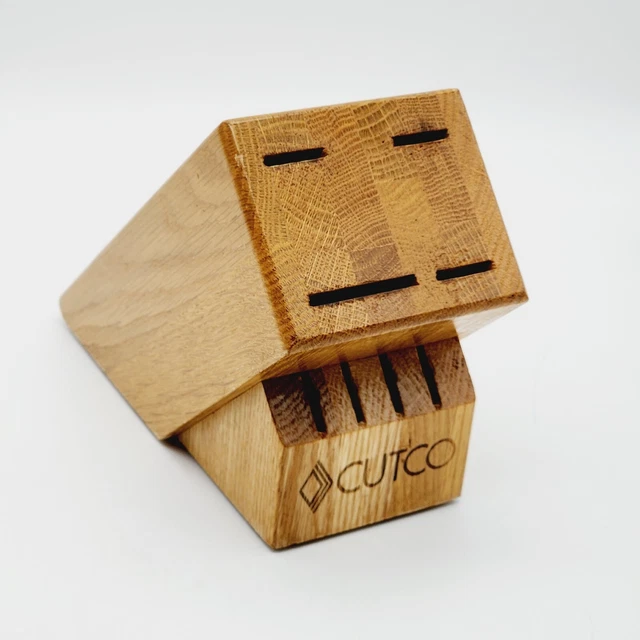 CUTCO Cuchillo de Madera de Roble Liso Bloque Juego de 8 Ranuras Hecho en EE. UU. Soporte para Cuchillos