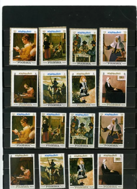 Fujeira 1967 Paintings 2 Sets Of 8 Stamps Perf. & Imperf. Mnh