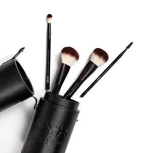 NYX Professional Makeup 4 Pennelli make up setole morbide + custodia
