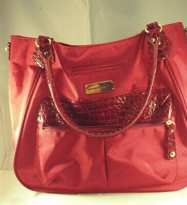 Samantha Brown Croc Embossed Accents Tote Travel Bag Purse Carry On Rusty Red