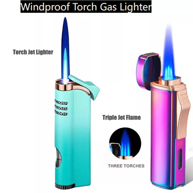 Cigar Torch Jet Lighter Refillable Butane Windproof Flame Cigarette Gas Lighter