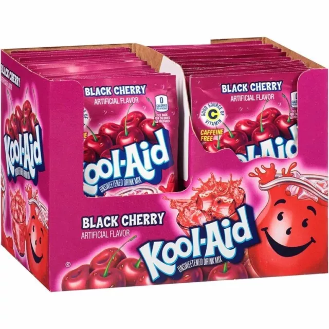 918059 1X Bulk Box 48 Sachets Kool-Aid Kool Aid Black Cherry Flavour Drink Mix