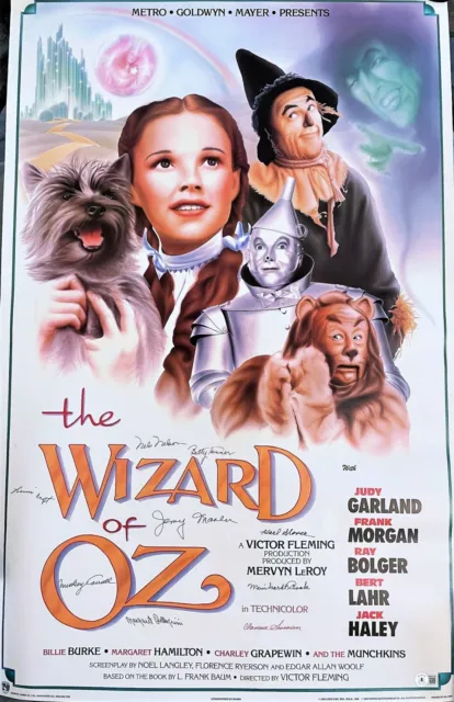 9 Munchkins Signed The Wizard of Oz Full Size Poster BECKETT LOA ALL GRADED 10!!