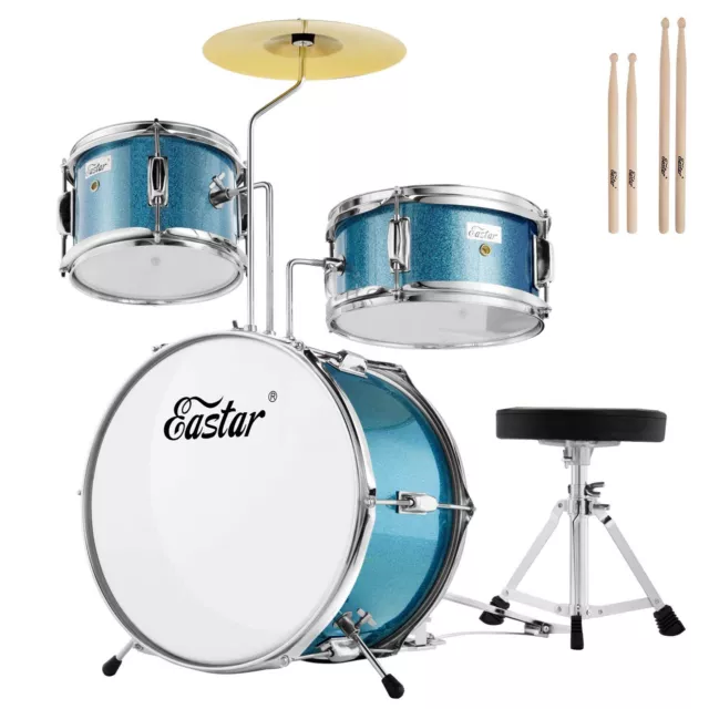 Eastar 14" 3 piece Drum Set For Kids - Stool, Snare, Tom Cymbal, Drumstick Pedal