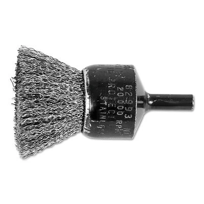Standard Duty Crimped End Brushes, Stainless Steel, 20,000 Rpm, 1" X 0.01"