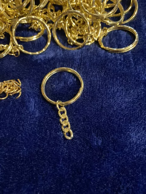 100 Keyring Blanks Gold Tone Key Chains Split Rings 4 Link Chain Lot New DIY 2
