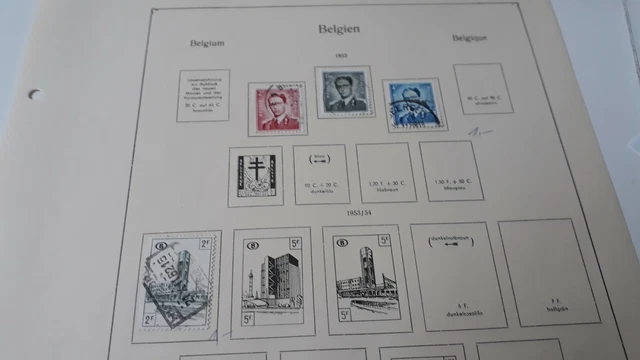 Briefmarken Belgien ab 1953, Sammlung 4 Stück auf Sammelbogen