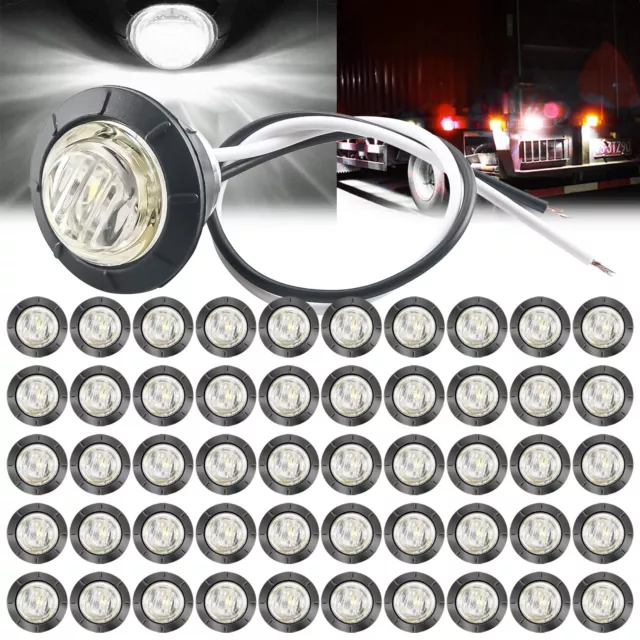 3/4" 12V Marker Lights LED Truck Trailer Round Side Bullet Light Amber Red Lamps