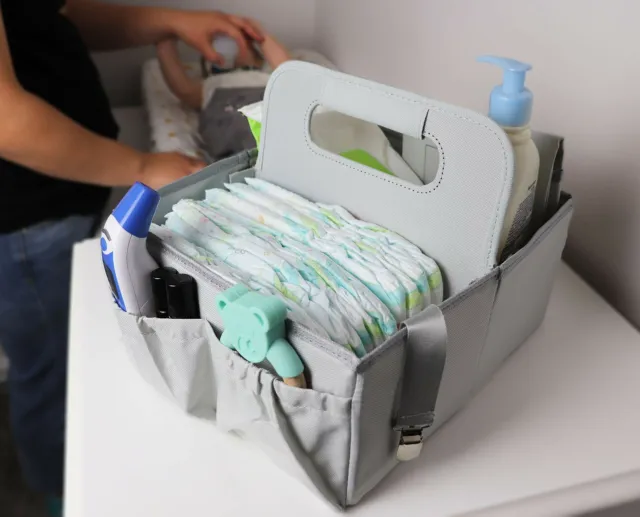 Baby Diaper Caddy Organizer Bag Portable Essentials Storage Basket 6