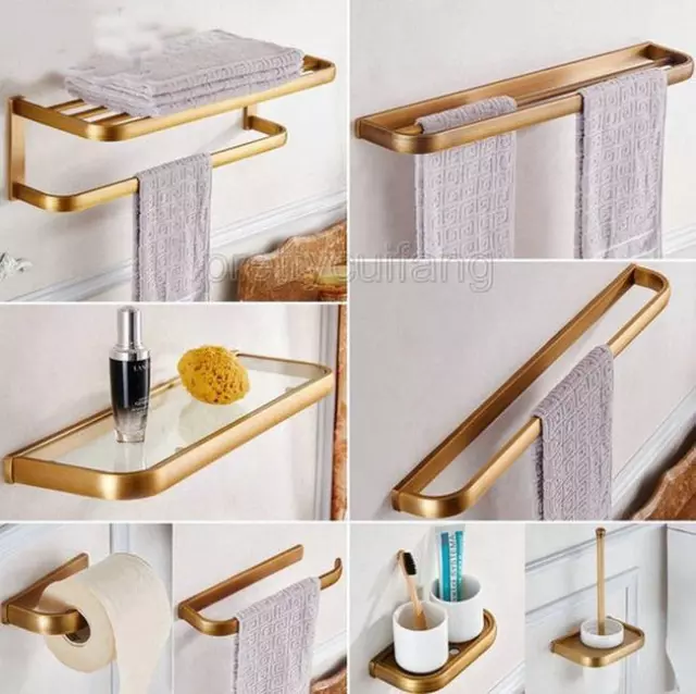 Antique Brass Bathroom Accessories Bath Towel Shelf Towel Bar Paper Holder Pxz04