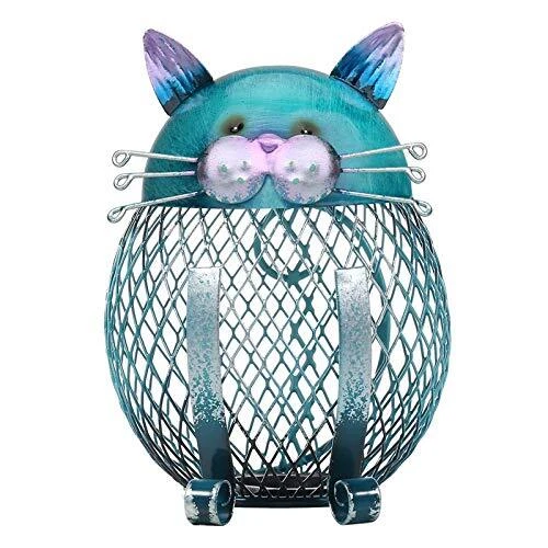 Metal Cat Coin Piggy Bank for Adults, Animal Money Bank with Bottom Cap, Crea...