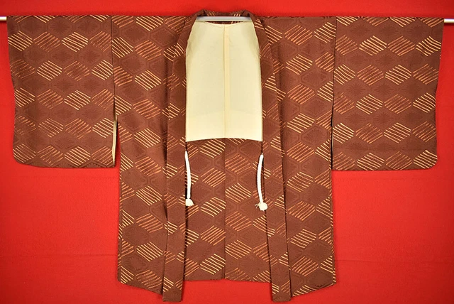 Vintage Japanese Kimono Silk Antique BORO HAORI Kusakizome Dyed/A108/560