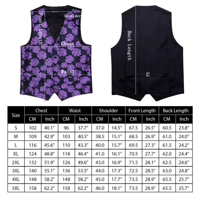 Mens Casual Work Waistcoat Paisley Floral Suit Vests Slim Tuxedo Silk Tie Set 2