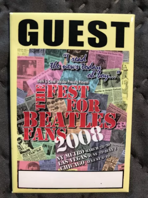 2008 The Fest for Beatles Fans "Guest" Collectible Pinback Button Pin  2 x 3"