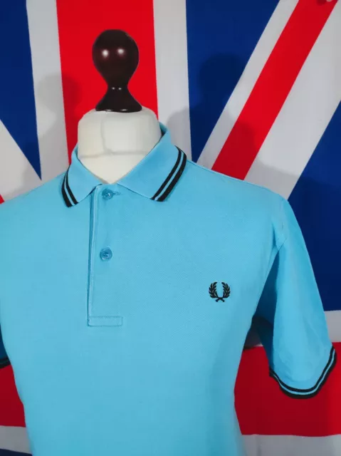 Fred Perry Twin Tipped Polo - L/XL - Blue - Mod Casuals 60's