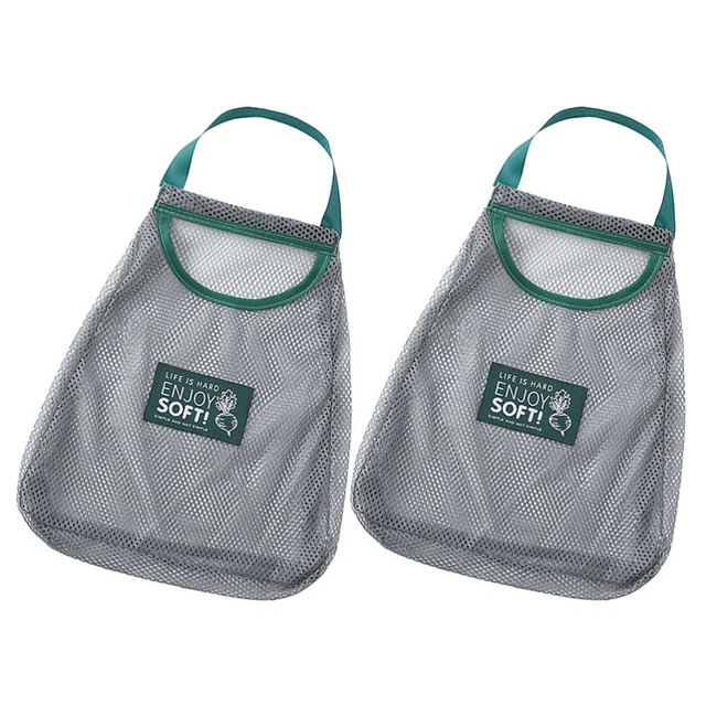 Bolsa de malla de almacenamiento de verduras de poliéster soporte de cebolla ajo almacenamiento verduras