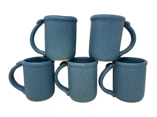 Set of (5) Vintage Bennington Pottery David Gil Classic Blue Coffee Mugs