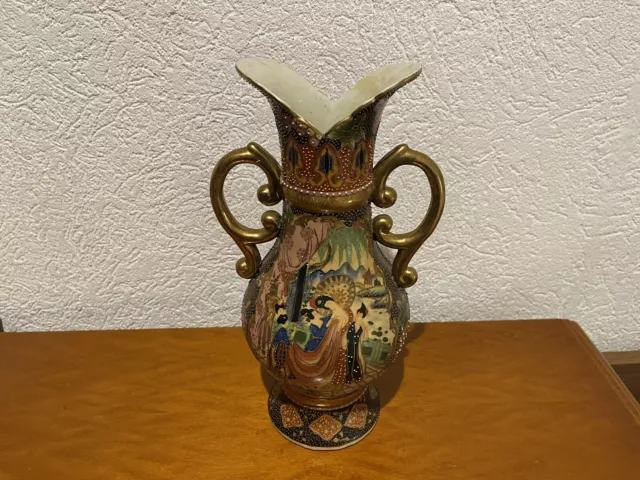 Porzellan Vase Mit Japanischen Motiven Handbemalt Vergoldet 36 Cm 2