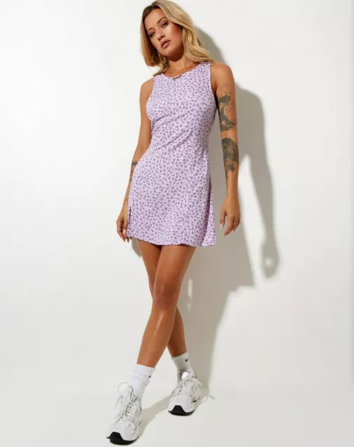 MOTEL ROCKS Jayde Dress in Ditsy Rose Lilac (MR80.4)