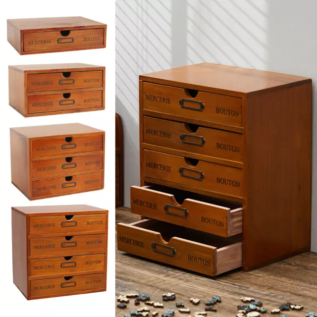 Vintage Chest of Drawers Wooden Small Cabinet Desktop Storage Box Organiser Unit