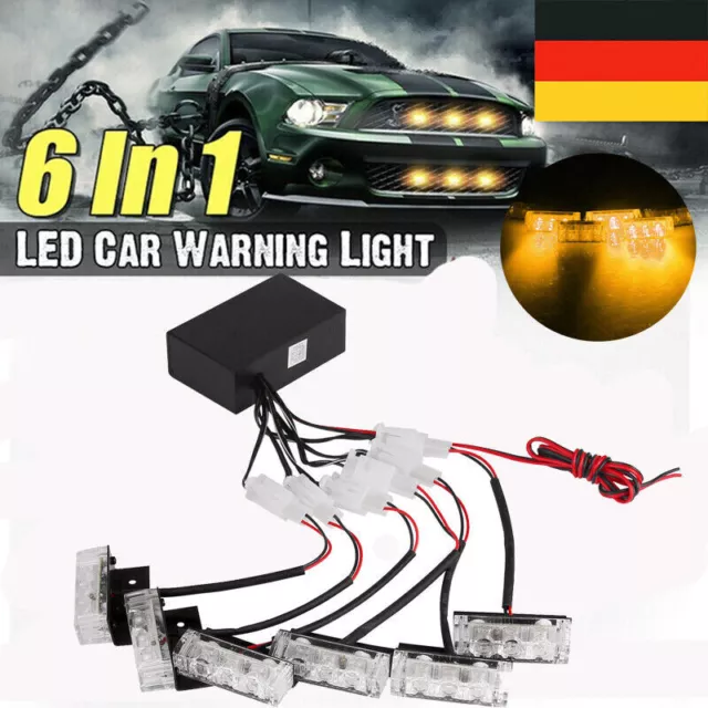 16PC LED Auto KFZ Gelb/Weiß Frontblitzer Blitzlicht Warnleuchte