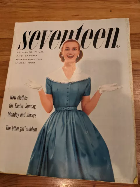 Rare SEVENTEEN Magazine March 1955~Easter Sunday Dresses~Ads Teenage Girls 50s