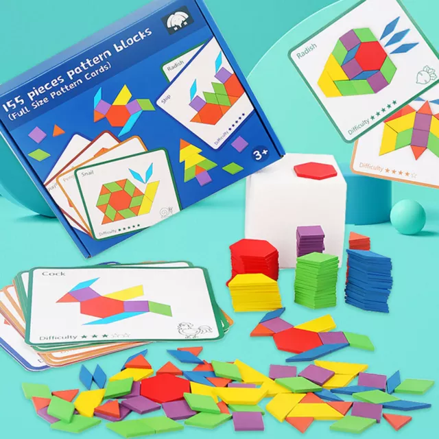 155pcs Colorful Cards Tangram Toys Best Gifts Seven Piece Puzzle for Boys Girls