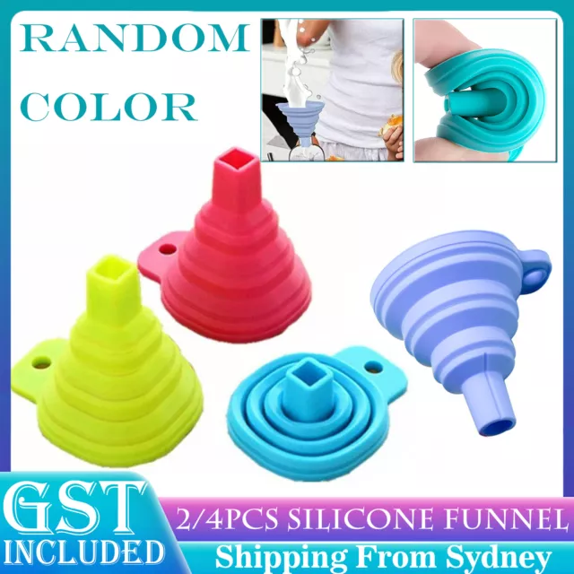 2/4PCS Mini Silicone Collapsible Foldable Funnel Hopper Gel Kitchen Liquid Tool