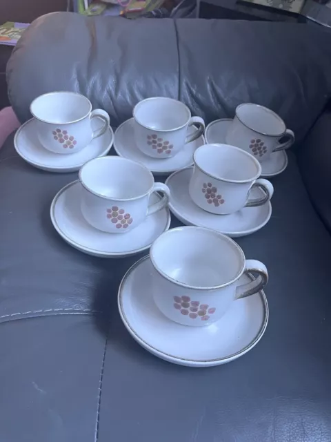 Denby Vintage Gypsy Pattern 6 x Cups & 6 x Saucers