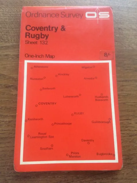 Coventry Rugby Warwickshire Vintage 1960s Ordnance Survey OS One Inch Map