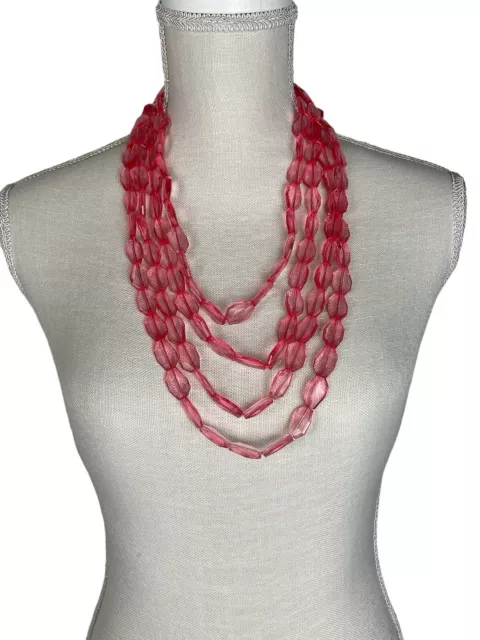 Women's Sugarfix by BaubleBar multi strand acrylic pink  Beaded Necklace New 24"