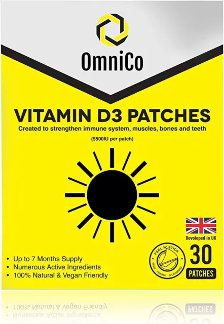 Parches de vitamina D3 OmniCo - 5500 UI - alta resistencia - 30 parches, transdérmico