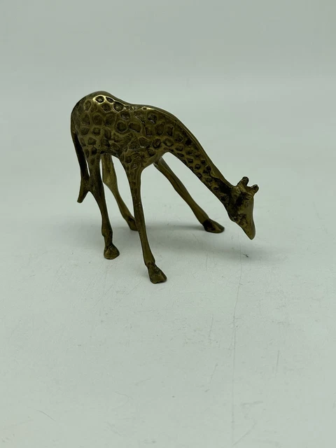 Vintage Solid Brass 3" Inch " AFRICAN GIRAFFE " Figure Figurine