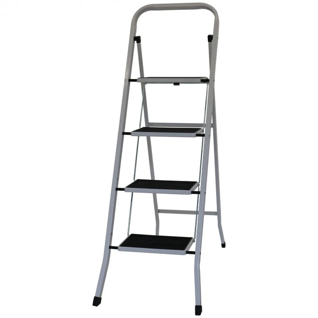 NEW! Foldable 4 Step Ladder Stepladder Non Slip Tread Safety Steel Step